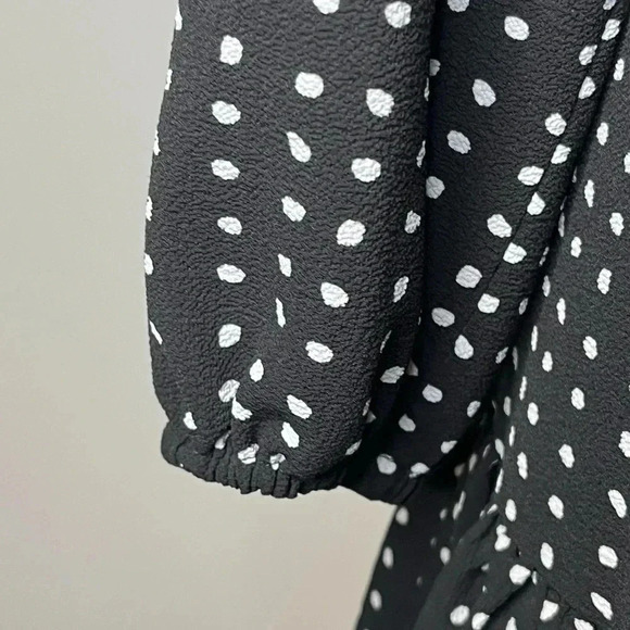 Tahari Long Balloon  Sleeve Ruffled Hem Polkadot Pattern Babydoll Dress - Picture 5 of 11